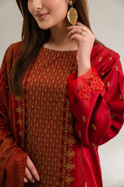 3 Piece – Printed Embroidered Suit – NS42501912