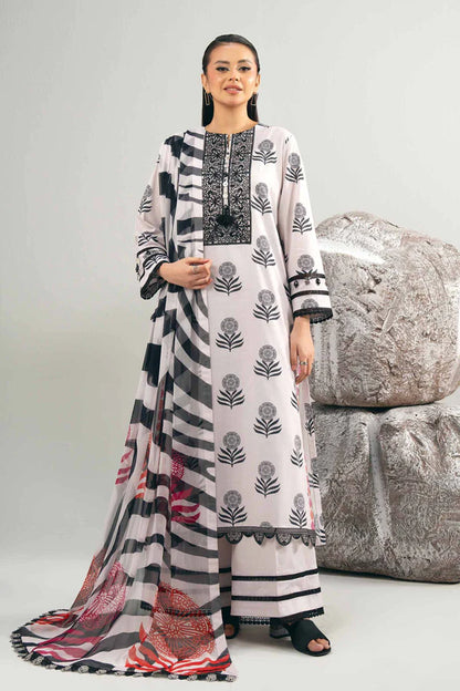3 Piece – Printed Embroidered Suit – NS42502033