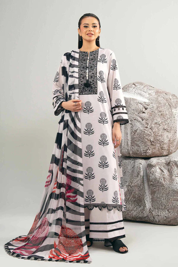 3 Piece – Printed Embroidered Suit – NS42502033