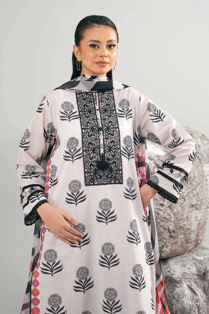 3 Piece – Printed Embroidered Suit – NS42502033
