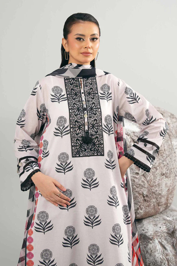 3 Piece – Printed Embroidered Suit – NS42502033