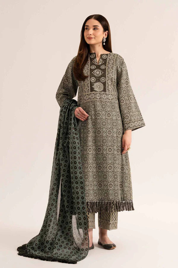 3 Piece – Printed Embroidered Suit – NS42519179
