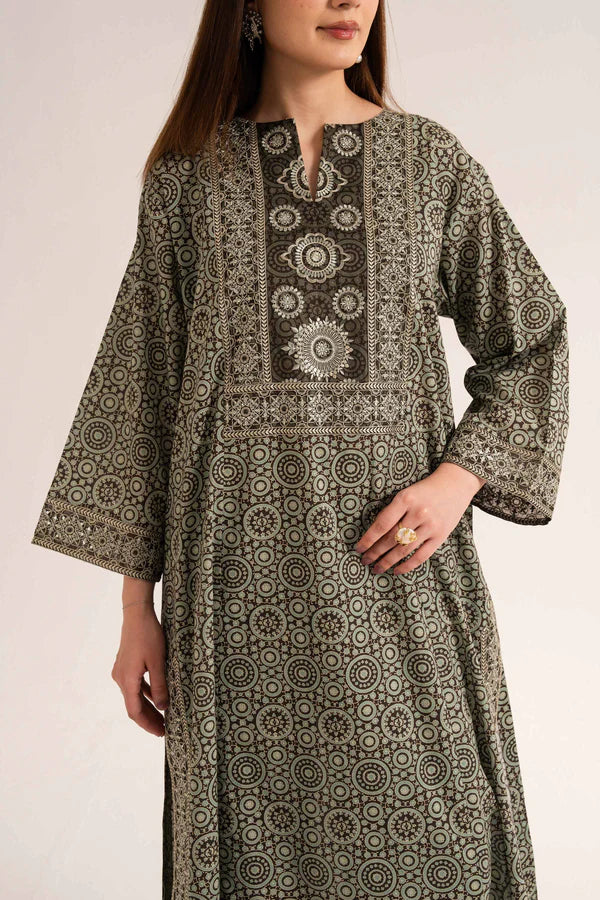 3 Piece – Printed Embroidered Suit – NS42519179