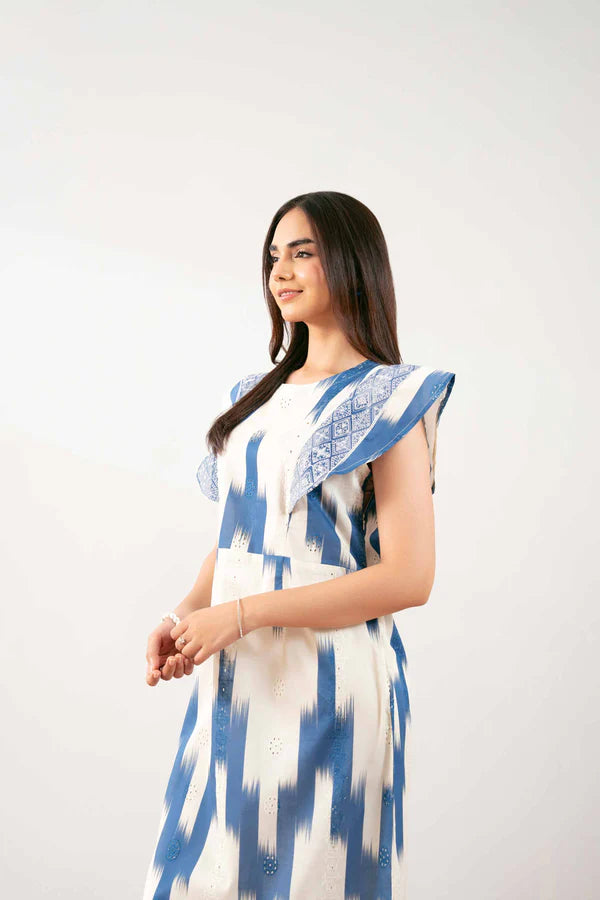 Printed Embroidered Dress – NSFS25-30