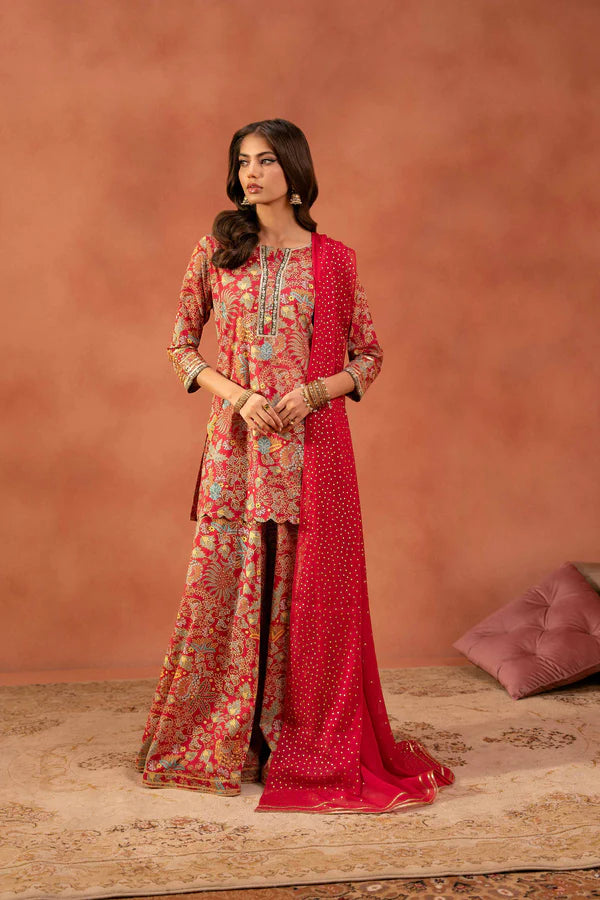 3 Piece – Printed Embroidered Suit – NSKFE25-166