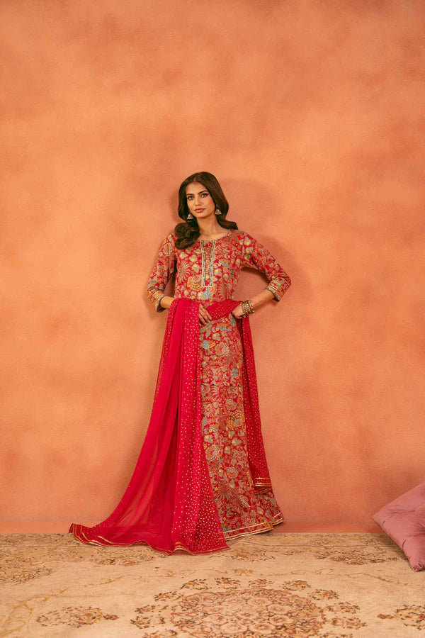 3 Piece – Printed Embroidered Suit – NSKFE25-166