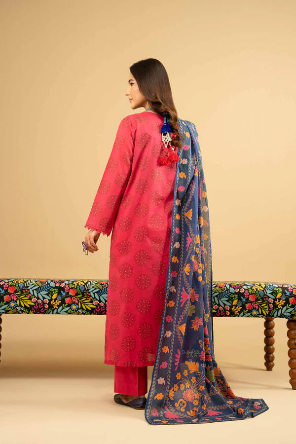 3 Piece – Printed Embroidered Suit – NSPE25-445