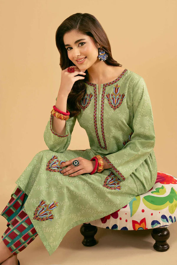2 Piece – Printed Embroidered Suit – NSPE25-486 (FOLK ART)