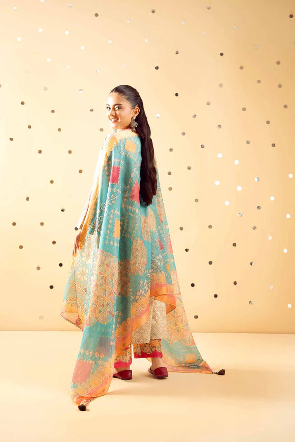 3 Piece – Printed Embroidered Suit – NSPE25-489 MIRROR WORK
