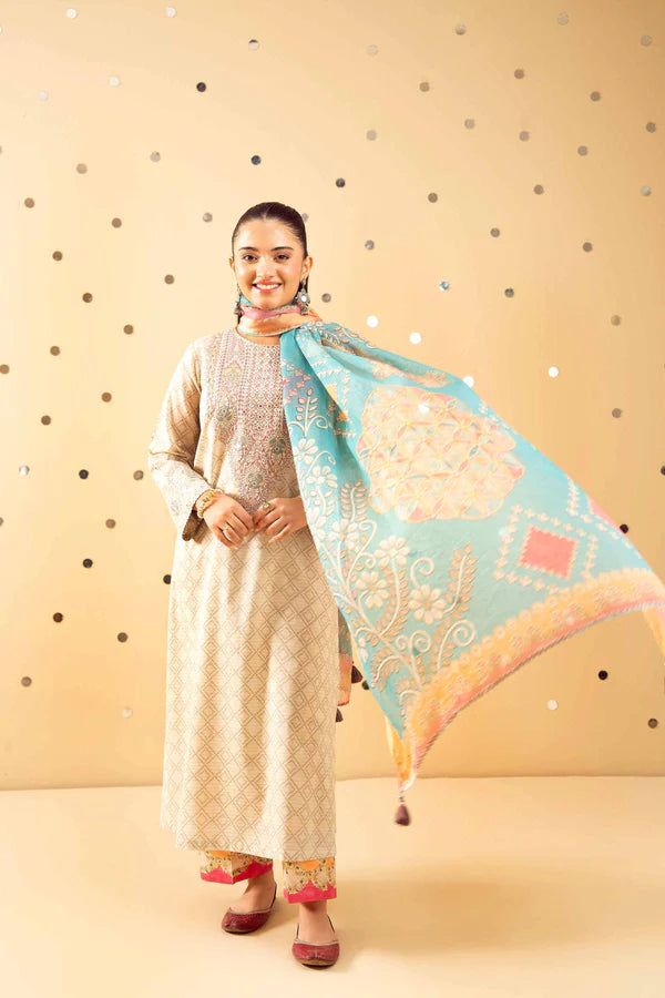 3 Piece – Printed Embroidered Suit – NSPE25-489 MIRROR WORK