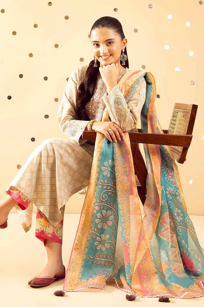 3 Piece – Printed Embroidered Suit – NSPE25-489 MIRROR WORK