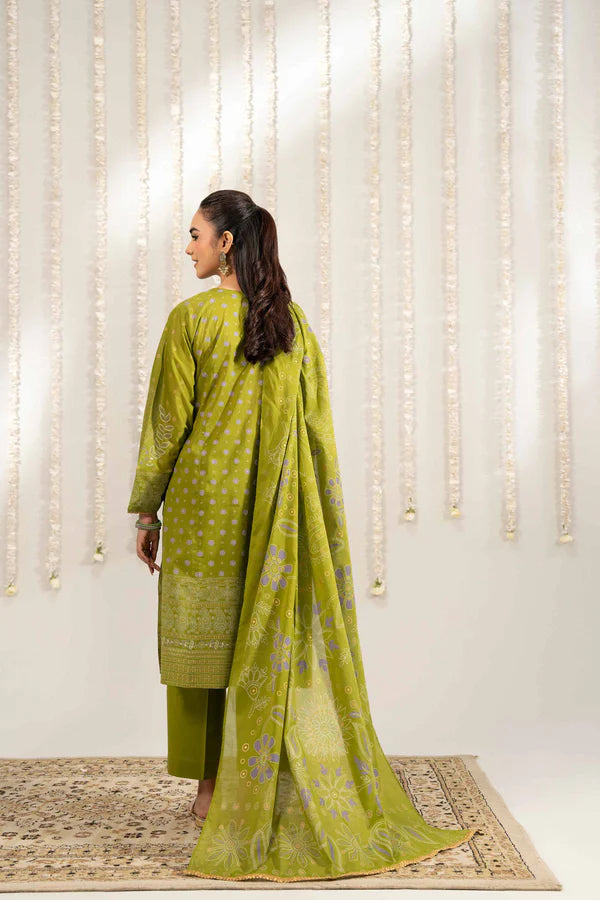 3 Piece – Printed Embroidered Suit – NSPE25-494