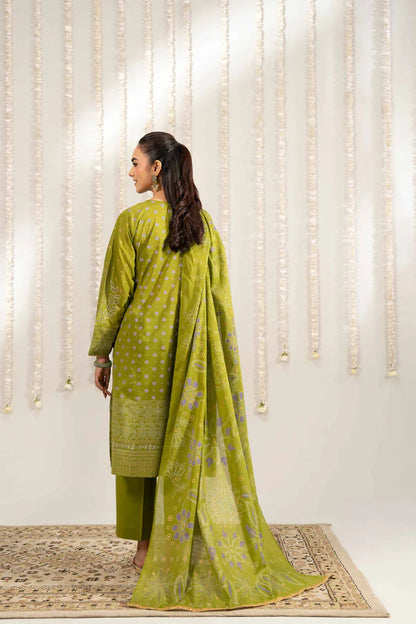 3 Piece – Printed Embroidered Suit – NSPE25-494