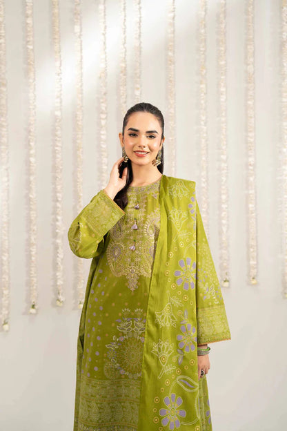3 Piece – Printed Embroidered Suit – NSPE25-494