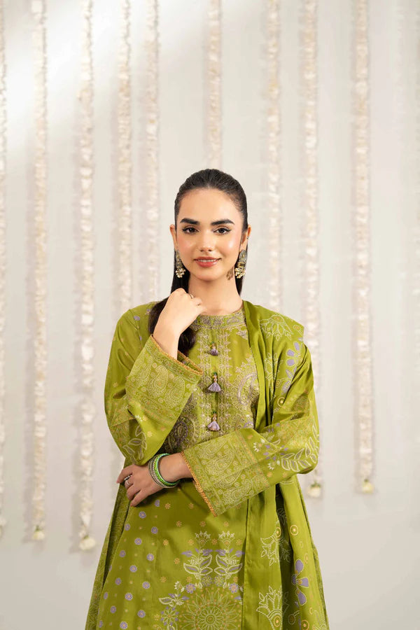 3 Piece – Printed Embroidered Suit – NSPE25-494