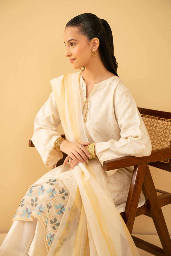3 Piece – Embroidered Suit – NSPE25-496