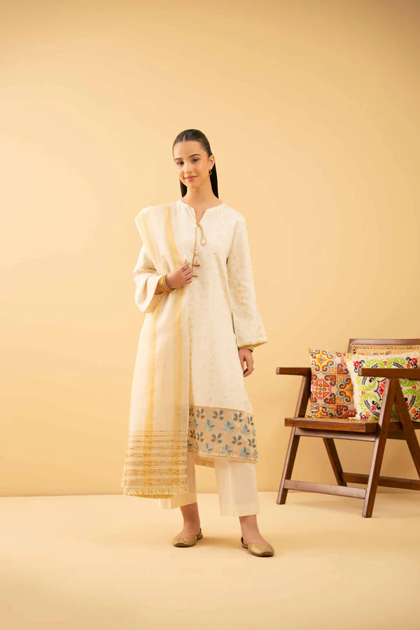 3 Piece – Embroidered Suit – NSPE25-496