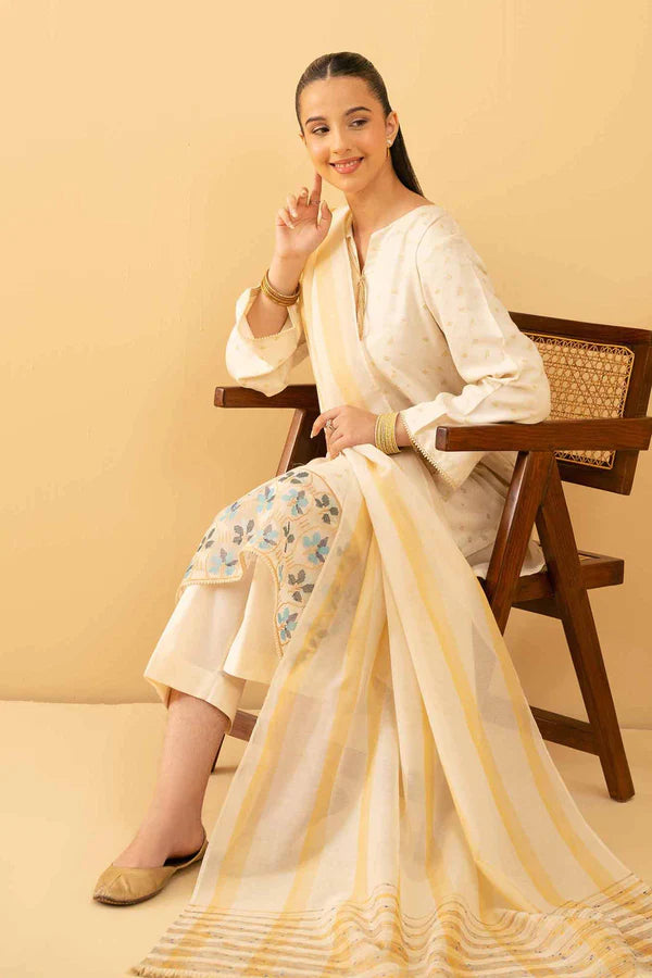 3 Piece – Embroidered Suit – NSPE25-496