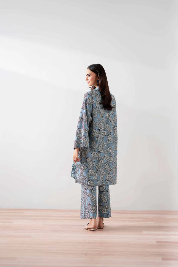 2 Piece – Printed Embroidered Suit – NSPS25-138