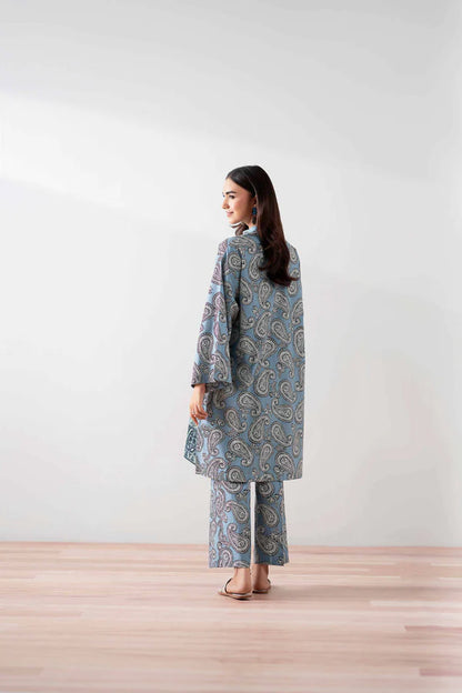 2 Piece – Printed Embroidered Suit – NSPS25-138