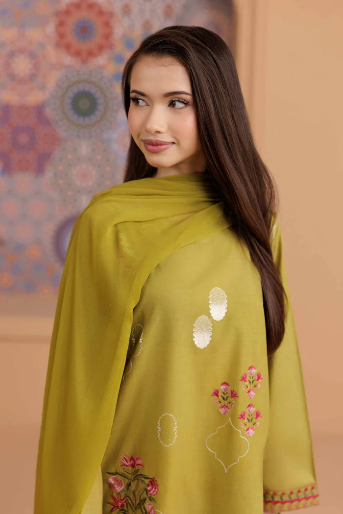 3 Piece – Printed Embroidered Suit – PS25-196 MOROCCAN