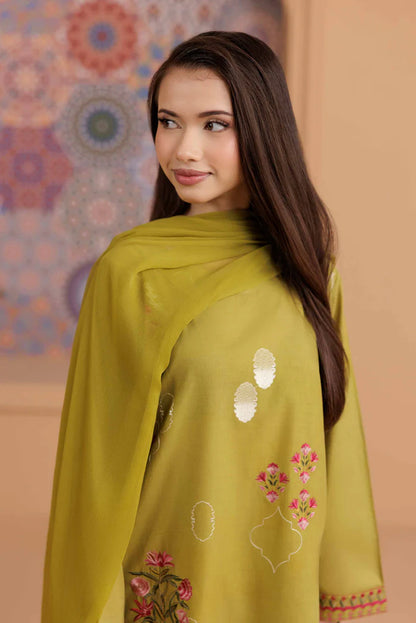 3 Piece – Printed Embroidered Suit – PS25-196 MOROCCAN