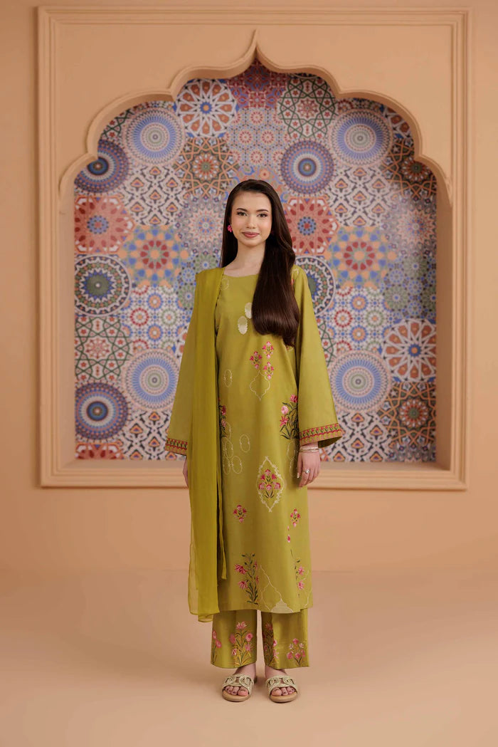 3 Piece – Printed Embroidered Suit – PS25-196 MOROCCAN