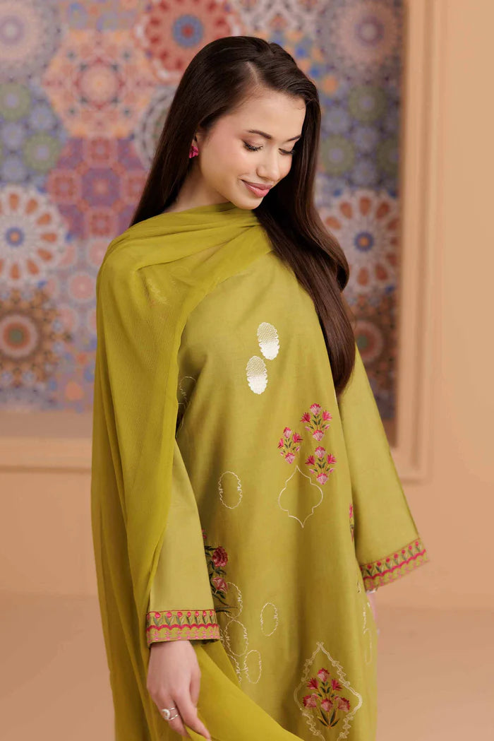 3 Piece – Printed Embroidered Suit – PS25-196 MOROCCAN