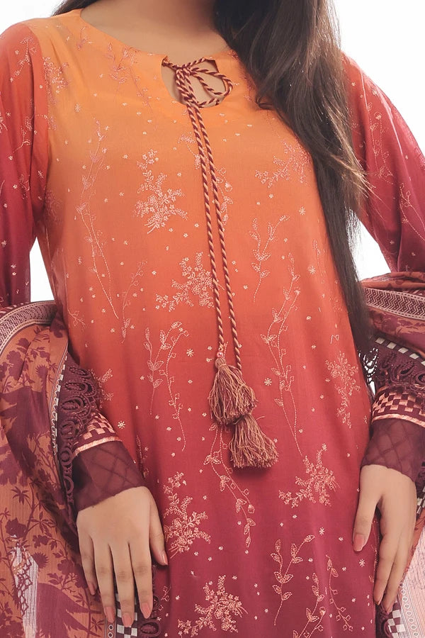 3 Piece Unstitched Embroidered Lawn Suit IDDN-42046