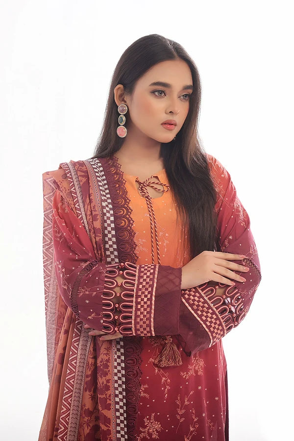 3 Piece Unstitched Embroidered Lawn Suit IDDN-42046