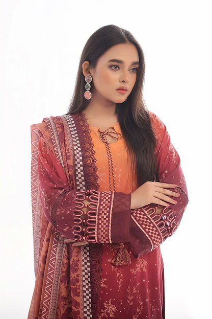 3 Piece Unstitched Embroidered Lawn Suit IDDN-42046
